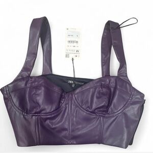 Zara Deep Purple Faux Leather Top